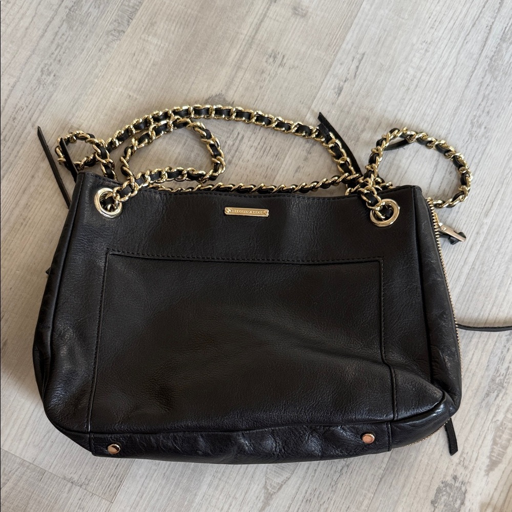 Kate Spade Black Leather Shoulder Bag with Gold Chain